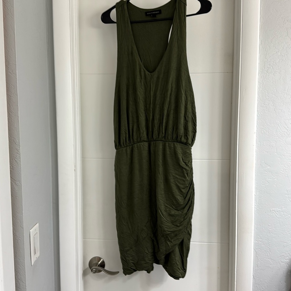 Olive green racer back mid dress